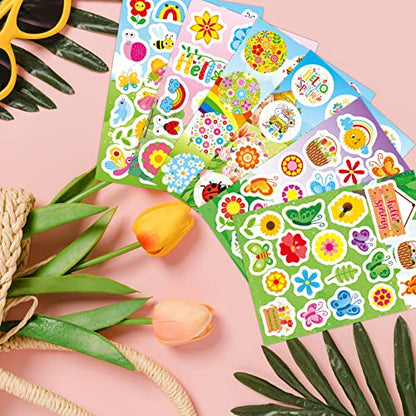 Joy Bang 404PCS Spring Stickers for Kids, 24 Sheets Garden Stickers Flower Stickers Nature Stickers Spring Stickers Crafts for School Classroom Teachers Childrens Spring Party Favors Supplies Gifts - style: Spring