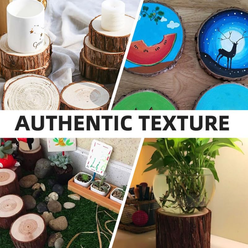 Wooden Pile Ornaments 3.94 Inch Cedarwood Small Tree Stump Stand Rustic Wood Stump Decor for Photography Props DIY Decoration and Display Base