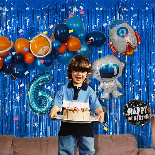 Tinsel Curtain Party Backdrop Blue Birthday Party Decorations 2 Packs Glitter Foil Fringe Curtain Party Decor Streamers Photo Booth for Birthday Christmas Wedding Halloween Graduation Decorations - color: Royal Blue, size: 2 Pack