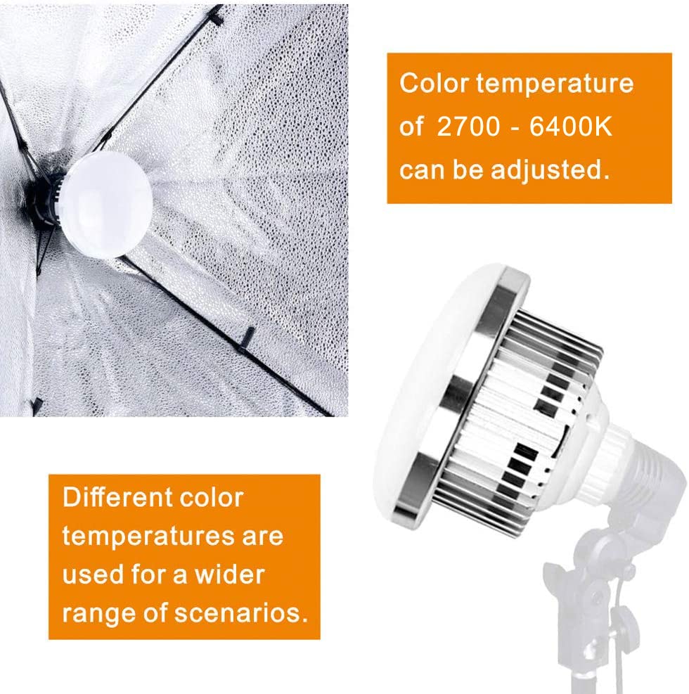 Skytex 2Pack 85W Photography Light Bulb 2700-6400K Colour Temperatures Dimmable Tricolor LED Bulbs Softbox Bulb in E27 Socket for Photography Photo Video Studio Lighting Softbox - style: 2 pack led85w