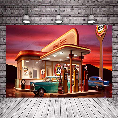 50s Backdrop for Photography 1950s Retro Background Vintage Car Backdrop 7x5ft Party Decor Banner Photo Studio Photography Props - size: 7x5 FT
