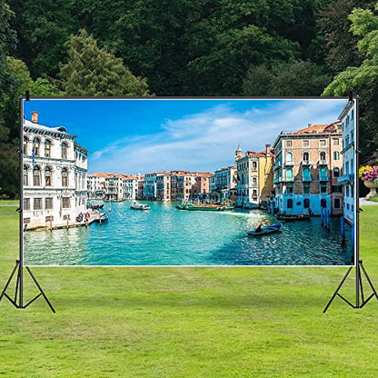 AOFOTO 15x8ft Italy Venice Photography Backdrop Water City Streetscape Italian Themed Party Decorations Background for Restaurant Canal Gondolas European Trip Birthday Portrait Photoshoot Props - size: 15x8ft