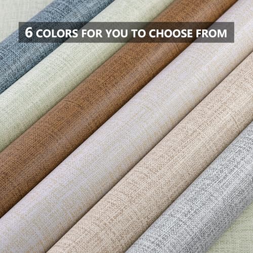 Brown Grasscloth Peel and Stick Wallpaper 17.3"x120" Faux Linen Textured Contact Paper Removable Self Adhesive Vinyl Wallpaper for Bedroom Bathroom Kitchen Cabinets - color: Brown, size: 17.3" x 120"