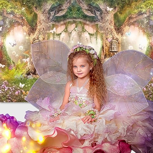 7x5ft Fairy Forest Backdrop Enchanted Fairytale Backdrop Spring Nature Wonderland Photography Background for Girl's Birthday Baby Shower Party Photoshoot Studio Props - color: Enchanted Fairytale Jungle Forest, size: 7x5ft