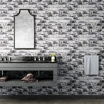 VaryPaper Grey Brick Wallpaper Peel and Stick Wallpaper 17.7''x315'' Brick Contact Paper Self Adhesive 3D Faux Brick Wallpaper Removable Wall Paper Roll for Bedroom Kitchen Backsplash Loft Fireplace - color: Gray, size: 17.7" x 315"