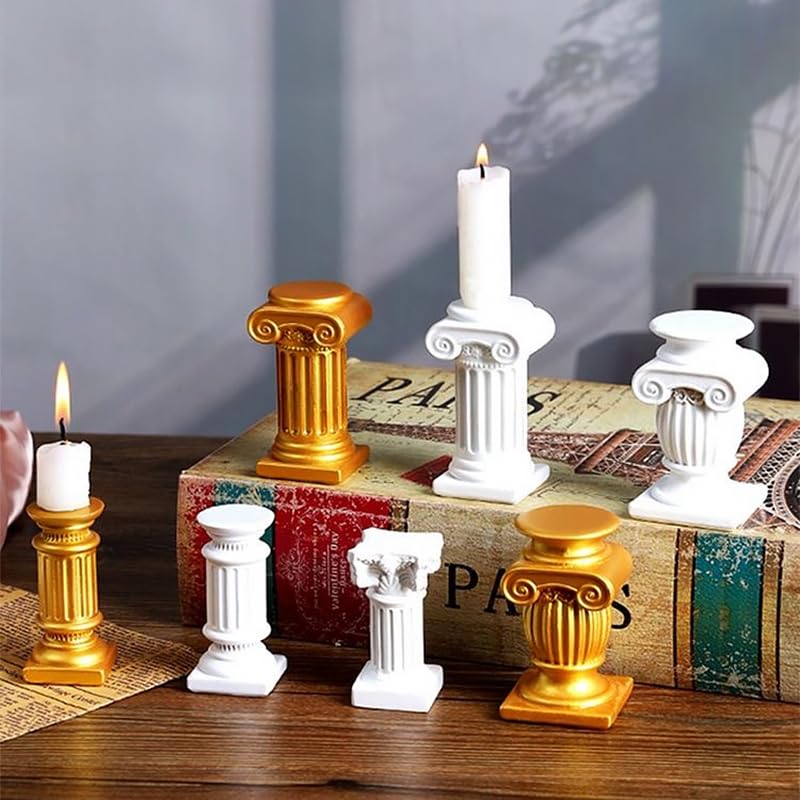 Mini Nordic Resin Roman Column, Greek Sculptural Angel Display, Photo Props, Candle Holder, Sketching Art Teaching Tools (Ionic A (Gold) - 8cm) - color: Ionic a (Gold) - 8cm