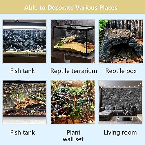 4pcs Rock Terrarium Background,3D Reptile Tank Background Board,Amphibian Stereo Backdrop Wall,Lizard Snake Gecko Spider Chameleon Turtle Fish pet silo Background Decorative Panel - color: yellow