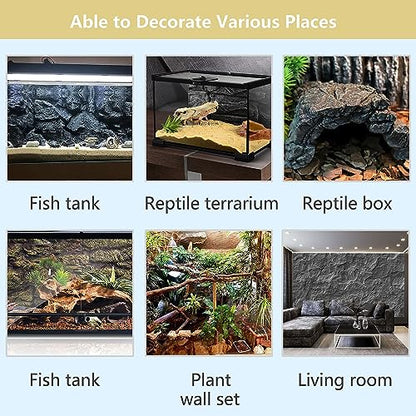 4pcs Rock Terrarium Background,3D Reptile Tank Background Board,Amphibian Stereo Backdrop Wall,Lizard Snake Gecko Spider Chameleon Turtle Fish pet silo Background Decorative Panel - color: yellow