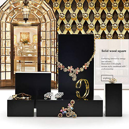 Oirlv Solid Wood Minimalism Style Jewelry Display Stand Showcase Jewelry Organizer Black Square Holder (SM05303) - color: SM05303