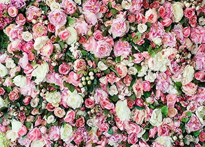 Spring Pink Rose Flower Theme Photography Backdrops 7X5ft Pink Floral Newborn Kids Wedding Bridal Shower Photo Background Anniversary Ceremony Couple Props