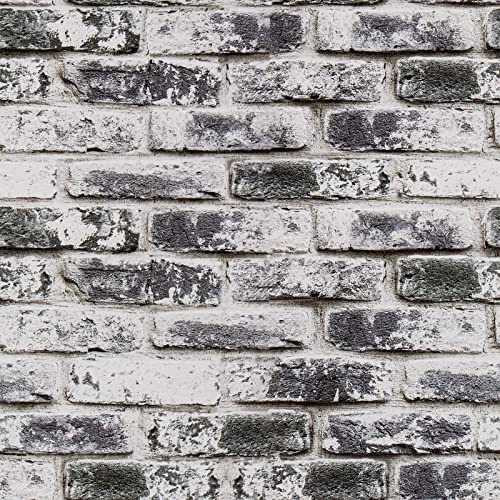 VaryPaper Distressed Grey Brick Wallpaper Peel and Stick Wallpaper 17.7''x78.7'' 3D Textured Faux Brick Wallpaper Removable Self Adhesive Brick Contact Paper for Walls Kitchen Backsplash Fireplace - color: Gray, size: 17.7" x 78.7"