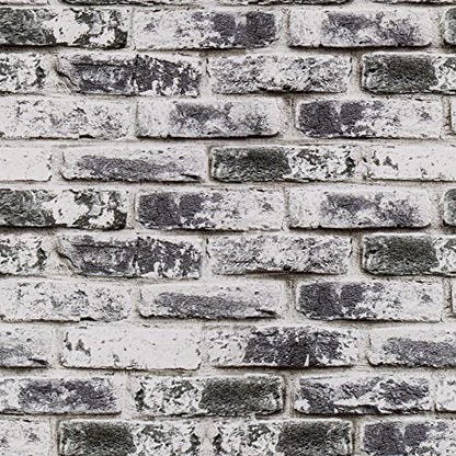 VaryPaper Distressed Grey Brick Wallpaper Peel and Stick Wallpaper 17.7''x78.7'' 3D Textured Faux Brick Wallpaper Removable Self Adhesive Brick Contact Paper for Walls Kitchen Backsplash Fireplace - color: Gray, size: 17.7" x 78.7"