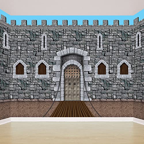 Beistle Stone & Dirt Floor Wall Backdrops, 4’ x 30’, Pack of 2 – Medieval Party Decorations, Medieval Decor Background, Easy to Adhere Wall Covering, Stone Backdrop, Halloween Party Decorations - style: Dirt Floor - 2 Piece
