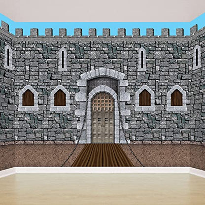 Beistle Stone & Dirt Floor Wall Backdrops, 4’ x 30’, Pack of 2 – Medieval Party Decorations, Medieval Decor Background, Easy to Adhere Wall Covering, Stone Backdrop, Halloween Party Decorations - style: Dirt Floor - 2 Piece