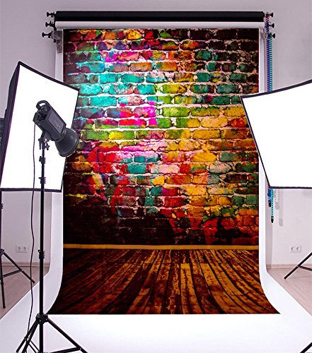 AOFOTO 8x10ft Graffiti Brick Wall Photography Background Grunge Colored Texture Backdrop Party Decoration Punk Music Rock Vocal Concert Trendy Hip Hop Stylish Art Portrait Photo Studio Props Wallpaper - size: 8x10ft