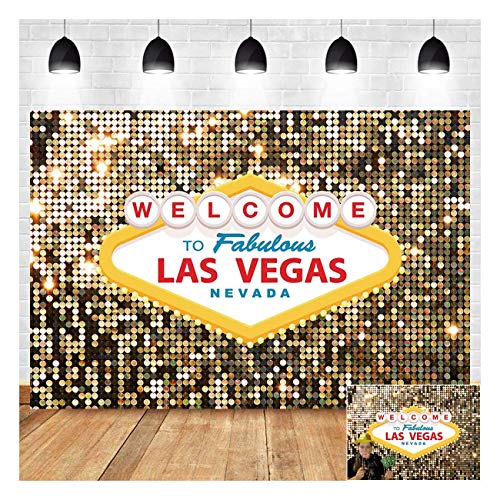 Welcome to Las Vegas Photography Backdrops 7x5ft Vinyl Fabulous Casino Poker Movie Themed Vintage Costume Dress-up Birthday Prom Ceremony Photo Background Studio Booth Props Supplies - size: 7x5 FT