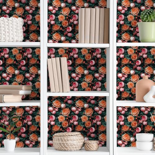 Main Street Peel and Stick Wallpaper Eco-Friendly Sheets 12 Pack, 11 X 16 Inch Fresh Roses Design, Wall Mural for Home Decor, Removable Wall Decor Wallpaper Peel and Stick for DIY Projects - style: Fresh Roses Design
