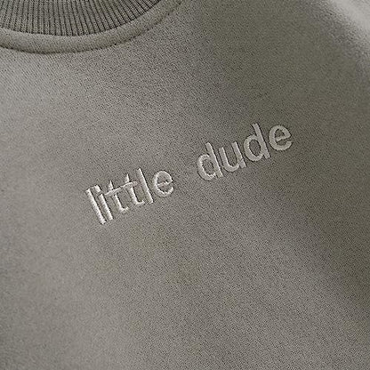 VISGOGO Newborn Infant Baby Boy Girls Oversized Romper Little Dude Sweater Onesie Coming Home Outfit Neutral Clothes - color: Grey, size: 12-18 Months