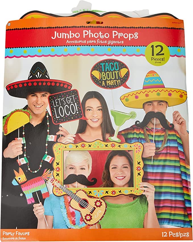 Amscan Fiesta Deluxe Jumbo Photo Props, 12 Pcs