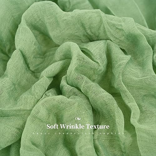 42 Pcs Sage Green Gauze Cheesecloth Napkins, 20 x 20 Inch Rustic Boho Dinner Napkins Wrinkled Rustic Linen Napkins for Wedding,Dinner,Family Everyday Use/Parties - color: Sage Green, size: 20" x 20" (Set of 42)