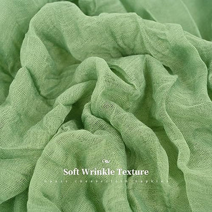 42 Pcs Sage Green Gauze Cheesecloth Napkins, 20 x 20 Inch Rustic Boho Dinner Napkins Wrinkled Rustic Linen Napkins for Wedding,Dinner,Family Everyday Use/Parties - color: Sage Green, size: 20" x 20" (Set of 42)