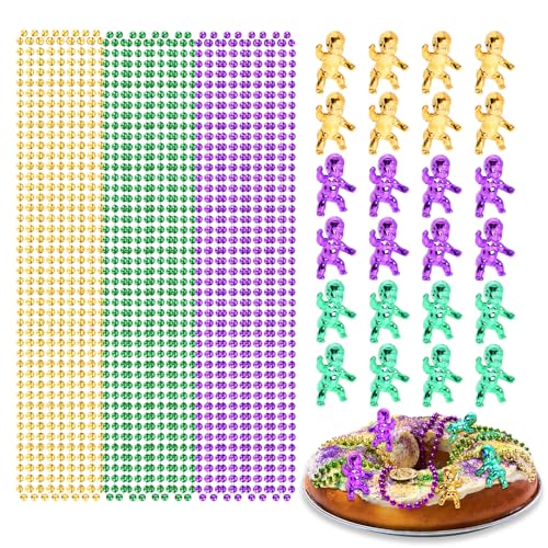 YAXINRUI Mardi Gras Beads Necklaces and King Cake Babies, Multi Colors 24Pcs Party Beads Necklaces + 24Pcs Mini Plastic Babies Mardi Gras Accessories for Mardi Gras Party, Party Favors - color: Babies+Necklaces, size: 24 Pcs