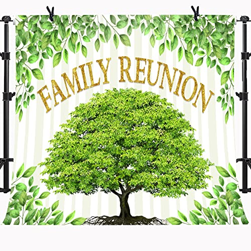 Family Reunion Backdrop, Family Tree Members Theme Photo Backdrop Vinyl 10x10ft Green Tree Family Gather Welcome Party Photography Backdrops Rod-Pocket Props, BJLSGU98 - size: 10x10ft