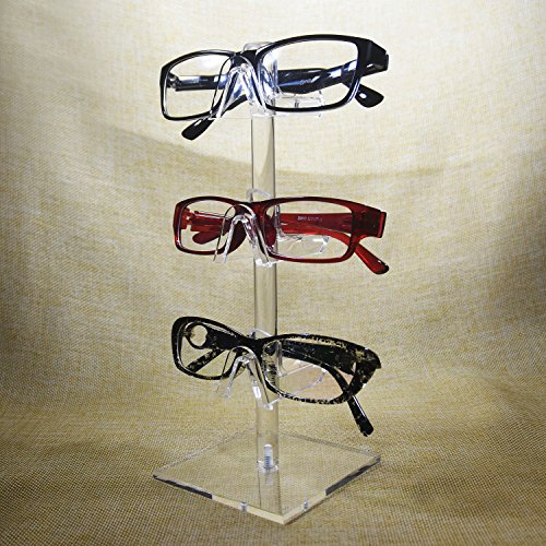 MOOCA 2 Pcs Set Premium Acrylic 3 Tier Eyeglasses Frame Riser Display Stand, Sunglasses Rack, Sunglasses Rack Holder, Acrylic Eyewear Display, Glasses Holder Stand, 3 Frames for Each Holder - color: 3 Frame Stand, 2 pcs