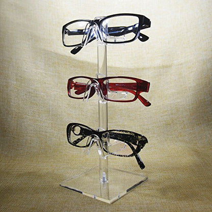 MOOCA 2 Pcs Set Premium Acrylic 3 Tier Eyeglasses Frame Riser Display Stand, Sunglasses Rack, Sunglasses Rack Holder, Acrylic Eyewear Display, Glasses Holder Stand, 3 Frames for Each Holder - color: 3 Frame Stand, 2 pcs