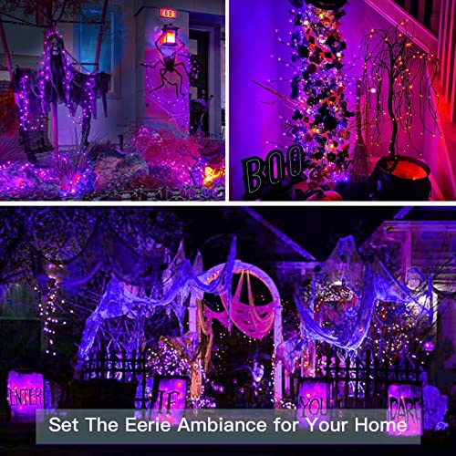 suddus Hallowee Fairy Lights Battery Operated, 33ft 100 LED Fairy Lights with Remote, Purple String Lights for Outside, Porch, Home, Backyard, Window, Yard, Garland, Party Decorations - color: Purple, size: 100LED