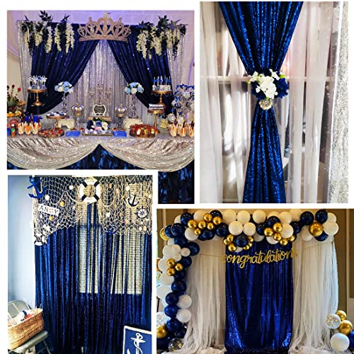Poise3EHome 6FT x 8FT Navy Blue Sequin Photography Backdrop Curtain for Party Decoration, Navy Blue - color: Navy Blue, size: 6x8 ft
