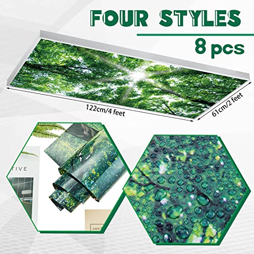 Amylove 8 Pcs 4 x 2 Feet Backlit Film Material Fluorescent Light Covers Classroom Filters Ceiling Light Covers Panels Florescent Diffuser(Forest) - color: Forest
