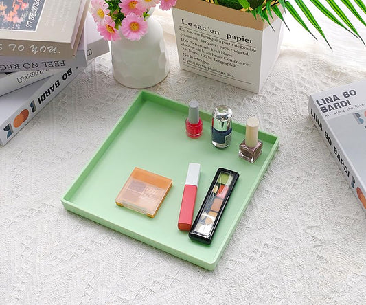 Small Square Tray (9 inch) 3 Pack, Durable Green Tray for Desserts & Organization, Lightweight for Coffee, Drinks, Party, Seasoning, Perfume and Display. - color: Green - 3 Tray, size: 9" x 9" x 0.8"