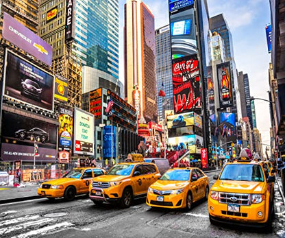 Fabric 10x8ft New York City Time Square Backdrop Broadway Street Taxi Photography Background City Cityscape Skyscraper NYC Themed Party Birthday Adult Portrait Studio Banner Booth Props - size: 10x8ft