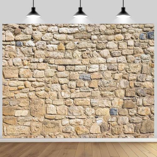 8x6FT Vintage Brick Stone Wall Photography Backdrop Newborn Birthday Portrait Photoshoot Home Decor Rock Background Party Banner Video Booth Studio Photo Props Supplies - size: 8X6FT
