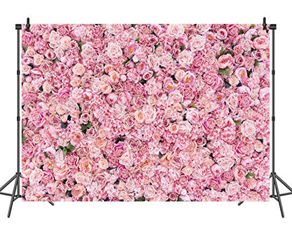 10x8ft Pink Rose Wall Background Spring Pink Flowers Backdrops Girls Women Birthday Party Weeding Bridal Shower Anniversary Ceremony Decor - size: 10 x 8 ft