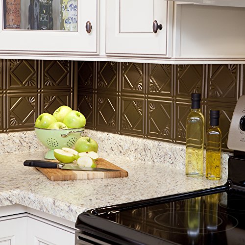 FASÄDE Traditional Style/Pattern 4 Decorative Vinyl 18in x 24in Backsplash Panel in Argent Bronze (5 Pack) - color: Argent Bronze, size: 5 Pack