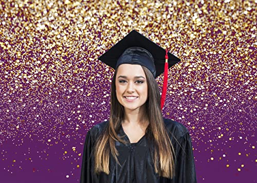 8x6ft Purple Bokeh Backdrop Birthday Gold Spots Bokeh Wedding Prom Graduation Photography Background X-78 - color: Purple gold, size: 8X6ft