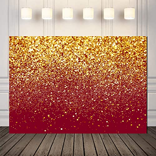 8x6ft Red Glitter Backdrop Birthday Gold Spots Bokeh Wedding Prom Graduation Photography Background X-126 - color: Red, size: 8X6ft