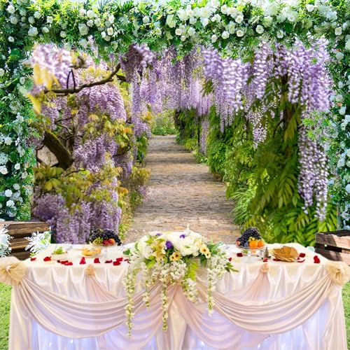 5x4ft Purple Cirrus Pathway Photography Backdrop - Wedding Ceremony & Anniversary Honeymoon Birthday Photo Studio Vinyl Props - size: 5x4ft