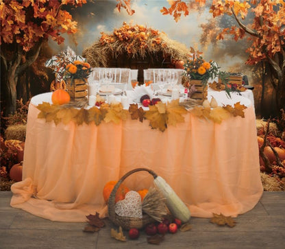 Fall Thanksgiving Backdrop 7x5ft Vinyl Autumn Pumpkin Maple Leaves Harvest Scarecrow Rustic Wood Door Photoshoot Photography Background Decorations Baby Birthday Portrait Studio Booth Props - size: 7X5FT