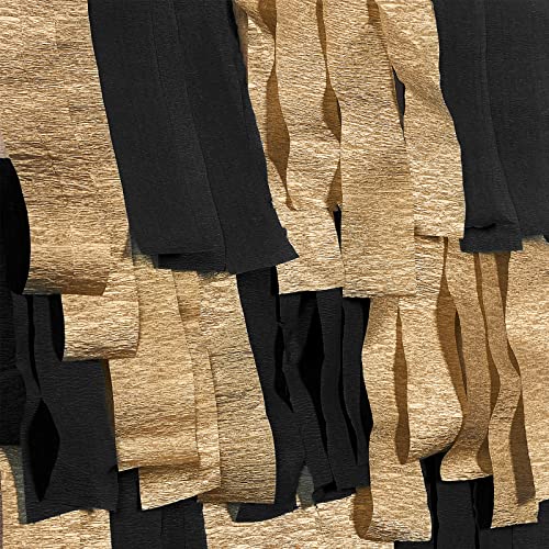 PartyWoo Crepe Paper Streamers 4 Rolls 328ft, Pack of Multicolor Crepe Paper for Party, Wedding, Birthday, New Year's Eve Decorations (1.8 Inch x 82 Ft/Roll) - color: Black Gold-9634
