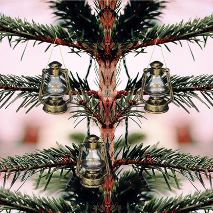 NOLITOY 40Pcs Miniature Kerosene Lamp Ornaments: Christmas Hanging Lantern Ornaments for Xmas Tree Rustic Farmhouse Decor