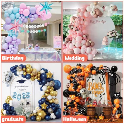 AerWo [Upgraded] Balloon Arch Kit 8.2FT & 6FT, Free Bending Top Half Balloon Arch Stand with Base, Floor Arch Backdrop Stand Frame for Lawn Yard Birthday Wedding Party Christmas Decorations - style: White Balloon Arch Stand