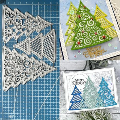 Lapoo Festivals Metal Cutting Die for Scrapbooking - Christmas Cut Stencils for DIY Scrapbook Photo Album Decorative Paper Card, Card Making Supplies, Embossing (A Christmas Tree Set 5.5 x 3.5 in) - style: A Christmas Tree Set 5.5 x 3.5 in
