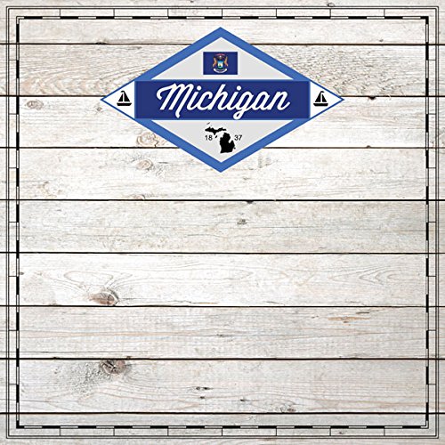 Scrapbook Customs Michigan Wood Sightseeing 12" x 12" Scrapbook Paper - 1 Sheet (37350)