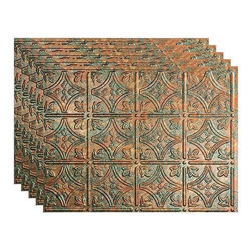 FASÄDE Traditional Style/Pattern 1 Decorative Vinyl 18in x 24in Backsplash Panel in Copper Fantasy (5 Pack) - color: Copper Fantasy, size: 5 Pack