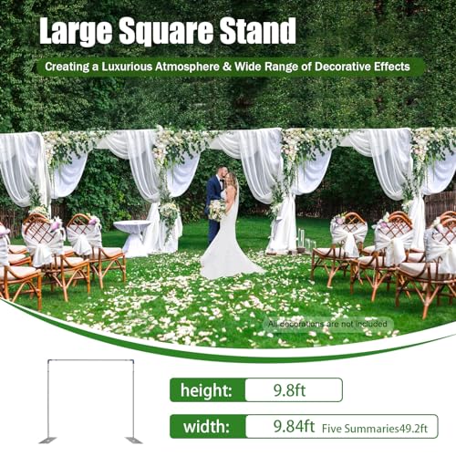 Background Stand Kit, 10 x 50 FT Professional Backdrop Stand, Adjustable Pipe and Drape Backdrop Stand Kit, Heavy Duty Background Support System for Wedding Party Event Photography
