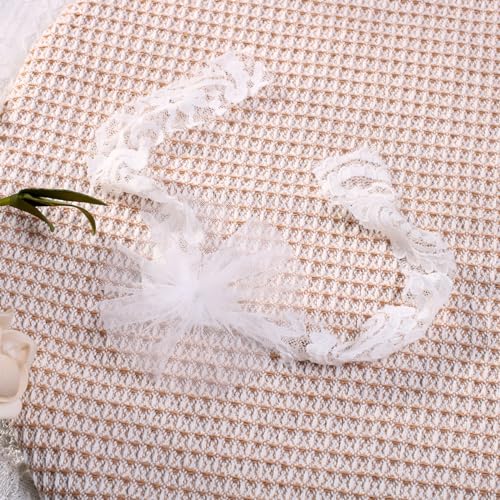 Newborn Photography Outfits Girl Baby Photography Props Lace Romper with Headress Newborn Outfits Girls Photo Props - color: White