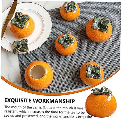ABOOFAN 1Pc Ceramic Orange Jar Style Fruit Ornament for Home Decor Photography Props Airtight Tea Storage Container Simulation Design Present